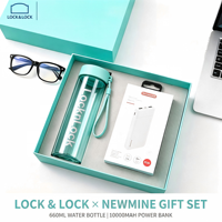 Ensemble cadeau d'été personnalisé avec logo, bouteille d'eau LocknLock, ventilateur, parapluie, batterie externe, cadeau d'entreprise, 660 ml