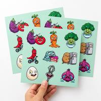 Autocollants personnalisés de fruits de dessin animé, ensemble d'autocollants d'animaux personnalisés, étiquettes décoratives imperméables pour journalisation, impression vinyle