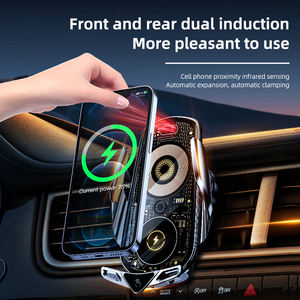 Support de <span class=keywords><strong>charge</strong></span> rapide sans fil pour voiture intelligente 15W, support de montage à ouverture/fermeture automatique par <span class=keywords><strong>induction</strong></span>, rotation à 360 degrés, compatible avec la ventilation - Product Image 6