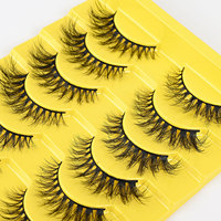 Nouvelles extensions de cils synthétiques volumineuses à longue queue, base jaune, bande en coton, 10 paires par paquet