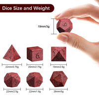 Ensemble de dés en bois de santal rouge pour D&D, 7 pièces, D20 D6, dés polyédriques gravés avec des chiffres noirs pour les jeux de rôle sur table Dungeons and Dragons