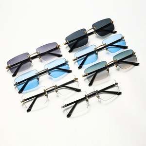 Lunettes de soleil œil de chat vintage 2025 avec logo personnalisé, monture en alliage métallique, protection UV400, sans monture, rectangulaires - Product Image 2