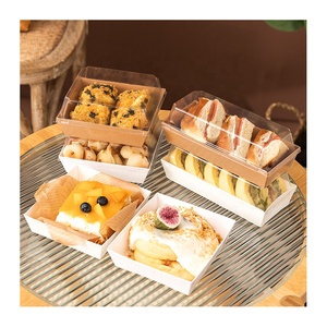 Boîte d'emballage à emporter en papier avec couvercle en PVC transparent boîte à sandwich à beignet de <span class=keywords><strong>boulangerie</strong></span> jetable pour dessert - Product Image 6
