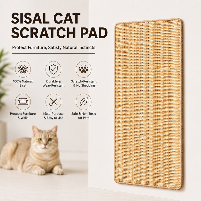 Natural Sisal Cat Scratcher Mat Durable Wall Mounted Furniture Protector for Indoor Cats