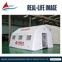 Tente médicale gonflable portable à double couche imperméable pour hôpital de campagne mobile, installation rapide, traitement d'urgence