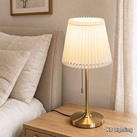 Lampe de chevet moderne à abat-jour plissé doré pour chambre à coucher, salon, hôtel, coin lecture, table de nuit