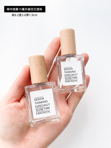 Chai xịt thủy tinh trong suốt hình vuông, nắp gỗ, dung tích 5ml-30ml, bán chạy, có thể nạp lại, phun sương mịn, dùng làm chai xịt nước hoa du lịch - Product Image 4