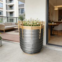Jardinière en métal de grande taille avec revêtement en poudre - Design classique minimaliste, durable et écologique pour la maison, l'hôtel, le centre commercial