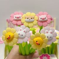 Stylo gel Kawaii Flower, stylo gel créatif en forme de fleur en silicone, mignon et coloré, petite fleur en silicone