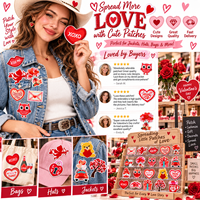 Patch brodé thermocollant ou à coudre en gros, motifs Cœur de la Saint-Valentin, XOXO, Cupidon, Ours en peluche, Rose