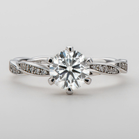 À la mode 1 carat 1.0ct 6.5mm Moissanite bague de fiançailles bijoux fins pour les femmes 925 en argent Sterling à la mode 925 bagues en argent