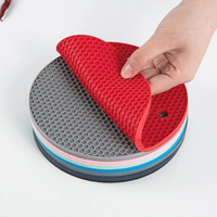 Sous-plats ronds en silicone multi-usages, motif nid d'abeille, résistants à la chaleur, pour comptoir de cuisine