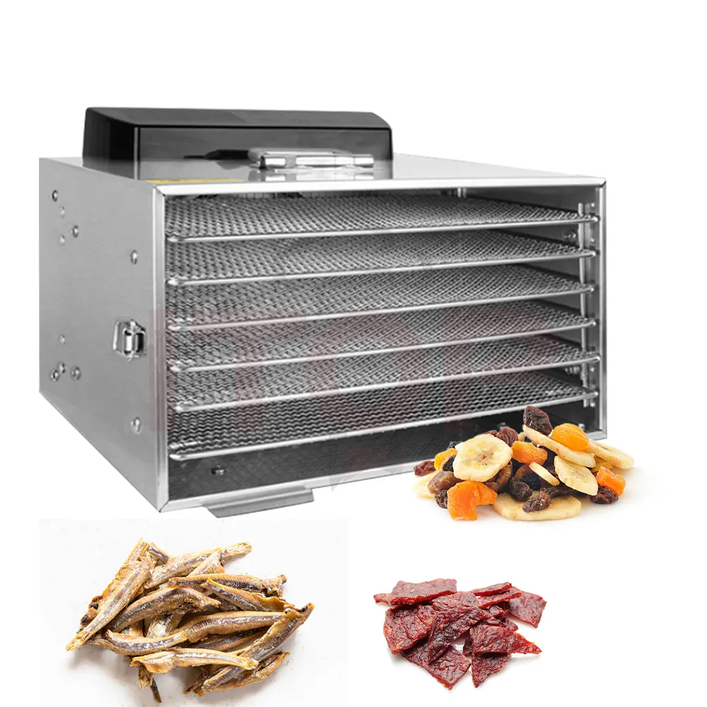 Essiccatore per alimenti 6 vassoi all'ingrosso controllo digitale essiccazione per alimenti essiccatore industriale ad aria calda per carne e verdura per alimenti