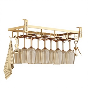 Cubiertos de varias filas de Metal dorado, almacenamiento debajo del gabinete, colgante de vino tinto, soporte para pañuelos de vidrio, estante de secado de platos, cordón - Product Image 1