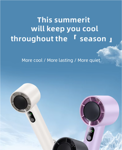 Y55かわいいテクノロジー5速風ポータブル静かなミニクール手持ち夏シンプルファン大型バッテリーデジタルディスプレイファン - Product Image 6