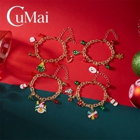 Bracelet CUMAI avec pendentifs Père Noël, bonhomme de neige, sapin et cloche pour femme – Bijou exquis réglable pour fêtes et vacances, idéal comme cadeau