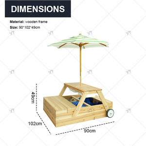 Boîte en forme de voiture de <span class=keywords><strong>sable</strong></span> en bois pour enfants, <span class=keywords><strong>bac</strong></span> <span class=keywords><strong>à</strong></span> <span class=keywords><strong>sable</strong></span> réglable en <span class=keywords><strong>hauteur</strong></span> avec auvent, fosse de jeu pour enfants avec couvercle et roues - Product Image 3