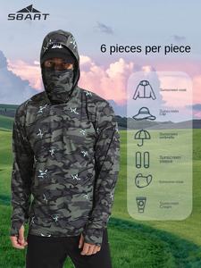 Protezione solare all'aperto UPF50 + abbigliamento da pesca in seta di ghiaccio leggero asciugatura rapida con cappuccio a maniche lunghe t-shirt - Product Image 4