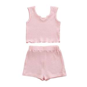 Conjuntos de Verano 2022 para Niñas, Conjunto de 2 Piezas con Camiseta sin Mangas de Color Sólido y Pantalones Cortos, Conjuntos de Ropa para Niñas - Product Image 5