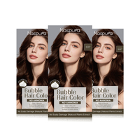 Pewarna Rambut Naspura Bubble Tanpa Amonia Ekstrak Tumbuhan Alami Penutup Uban Pewarna Rambut Rumahan OEM