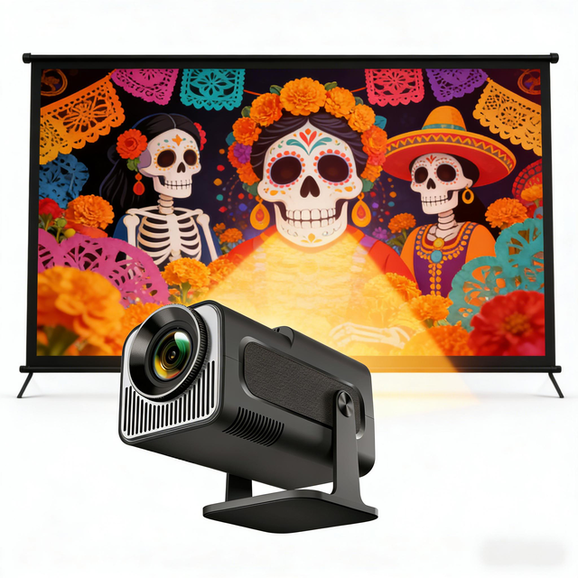 Smart Portable Projector with WiFi 6 HY320mini Android 11 OS 720p Dual WiFi Projector for Business Presentation Projector