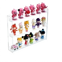 Étagère de rangement et de présentation pour figurines Pop Mart et petits ornements, style Blind Box, mignonne, mini, sans perçage, en plastique, 3 niveaux