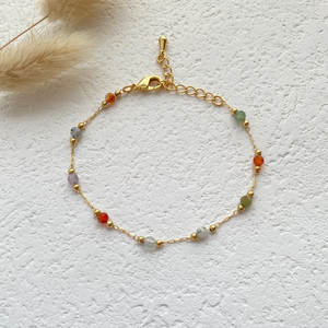 Collier pendentif artisanal en cuivre naturel et opale, chaîne maille forçat, pierres colorées délicates, style européen-américain, bijoux superposables - Product Image 3