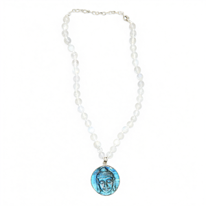 Mala de perles de pierre de lune avec pendentif Bouddha en labradorite - Adoptez la tranquillité et le savoir-faire - Product Image 2