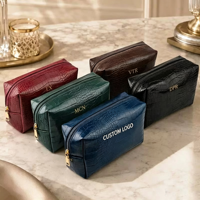 Trousse de Maquillage Portable Structurée de Luxe en PU Imperméable Grande Capacité avec Fermeture Éclair et Logo Personnalisé pour Sac