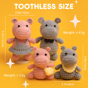 Kit <span class=keywords><strong>de</strong></span> Ganchillo para Principiantes, Kit <span class=keywords><strong>de</strong></span> Ganchillo <span class=keywords><strong>de</strong></span> Familia <span class=keywords><strong>de</strong></span> Hipopótamos, Juego <span class=keywords><strong>de</strong></span> Manualidades con Manual en Inglés, Hilo <span class=keywords><strong>de</strong></span> Ganchillo, Kit <span class=keywords><strong>de</strong></span> Tejido para Regalos - Product Image 4
