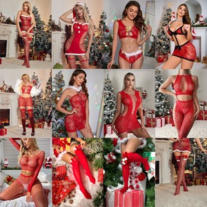 Nouvel ensemble sur le thème de Noël 2026 - Lingerie sexy en dentelle transparente - Uniforme de jeu de rôle en gros - Product Image 2
