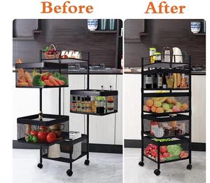 <span class=keywords><strong>Tour</strong></span> <span class=keywords><strong>de</strong></span> <span class=keywords><strong>rangement</strong></span> en métal à 4 niveaux Panier à étagères Organisateur rotatif pour cuisine Support <span class=keywords><strong>de</strong></span> <span class=keywords><strong>rangement</strong></span> sans assemblage <span class=keywords><strong>sur</strong></span> <span class=keywords><strong>roulettes</strong></span> - Product Image 6