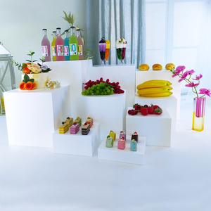 9Pcs Set Wedding Party Trang Trí Nội Thất Màu Trắng Acrylic Hiển Thị Thực Phẩm Cube Đứng Tự Chọn Đặt Phục Vụ Acrylic Thực Phẩm Risers - Product Image 6