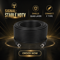 Cable Coaxial RG6 con Triple Blindaje, 75 Ohmios, Conector Tipo F Chapado en Oro, Clasificación CL2, para HDTV, Antena Satelital, Módem de Banda Ancha