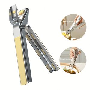 Kitchen Stainless Steel Silicone Cup Bowl Gripper Kitchen Gadget Anti Scald Tongs Dish <b>Clip</b> Anti-Scalding Hot Bowl Holder <b>Clip</b> - Product Image 2