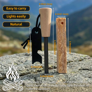 Encendedor de Fuego Baiyuheng con Mango Impermeable, Varilla de Ferrocerio de Magnesio con Palo de Fatwood, Feuerstab para Exteriores, para Camping y Bushcraft - Product Image 2