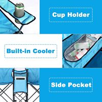 Chaise de camping double portable avec cadre en acier allié durable, table parapluie, porte-boissons, glacière et sac de transport - Pour extérieur, plage, patio