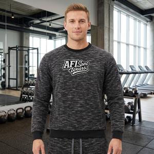 Sweat-shirt tricoté pour homme AFI Sport Wears, col rond, logo en relief sur le devant, vêtements d'hiver, polyester/coton, anti-rétrécissement, respirant - Product Image 6