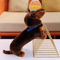 Jouet en peluche adorable de 37 cm, simulation de chien teckel debout, animal en peluche