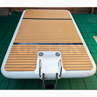 Pêche personnalisée Yoga Océan Flotteurs Île Gonflable Bateau Dock Plate-forme Gonflable de Natation avec Échelle en Acier Inoxydable