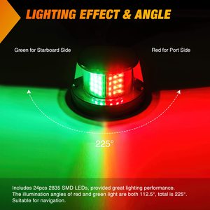 Luz de Navegación Marina LED Roja y Verde de 12V para Pontón, <span class=keywords><strong>Velero</strong></span>, Barco de Pesca, Luz Lateral de Proa y Estribor, Lámpara de Señalización Impermeable - Product Image 2