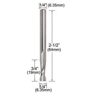 <strong>CNC</strong> Endmills Solid Carbide Spiral <strong>Router</strong> <strong>Bits</strong> 2/3 Flute up Cut Wood Milling Dadoing <strong>Bit</strong> - 1/4&quot; Shank - Product Image 2