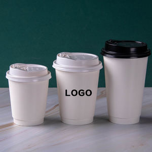 Ensemble de gobelets en papier aseptiques écologiques avec couvercles, gobelets jetables compostables pour boissons chaudes et <span class=keywords><strong>froides</strong></span> - Product Image 1
