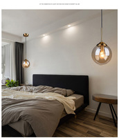 Petites lampes suspendues nordiques modernes Lustre à suspension boule ronde avec globe en verre ambré pour le salon