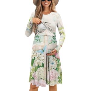 2024 plus récent maternité doux <span class=keywords><strong>robe</strong></span> mère vêtements blanc Floral personnalisé maman doux pour la peau <span class=keywords><strong>robe</strong></span> femmes enceintes robes en gros - Product Image 3