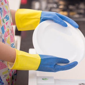 Gants de lavage de <span class=keywords><strong>vaisselle</strong></span> de cuisine de qualité alimentaire Gant de nettoyage bleu en latex haute élasticité Protection de nettoyage d'été pour l'hiver - Product Image 4