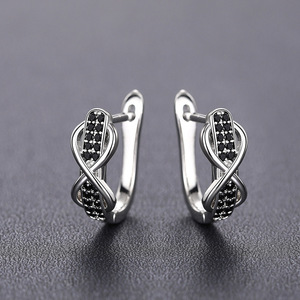 Orecchini a Cerchio Bicolore con Linea Infinity per Donne, Gioielli Scintillanti per Uso Quotidiano - Product Image 1
