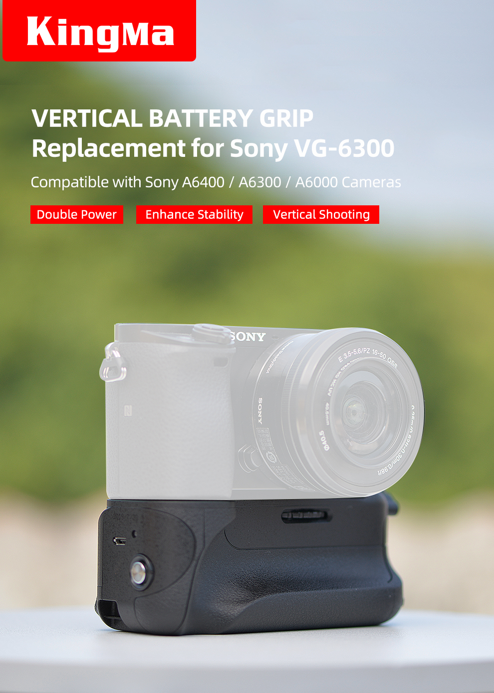 Meike Verticale opnamebatterij Grip MK-A6300 Externe Power Pack Houder