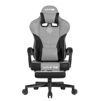 Fauteuil de Gaming Inclinable Moderne FlameGlow en Cuir PU avec Repose-Pieds Rétractable, Appuie-Tête Amovible, Coussin Lombaire et Piston à Gaz 3 Positions Chromé