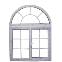 Ventana de PVC con Diseño de Arco Redondo y Rejilla, Tipo Francesa